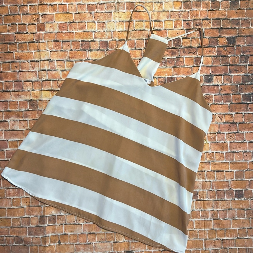 Tan + White Stripe Tank